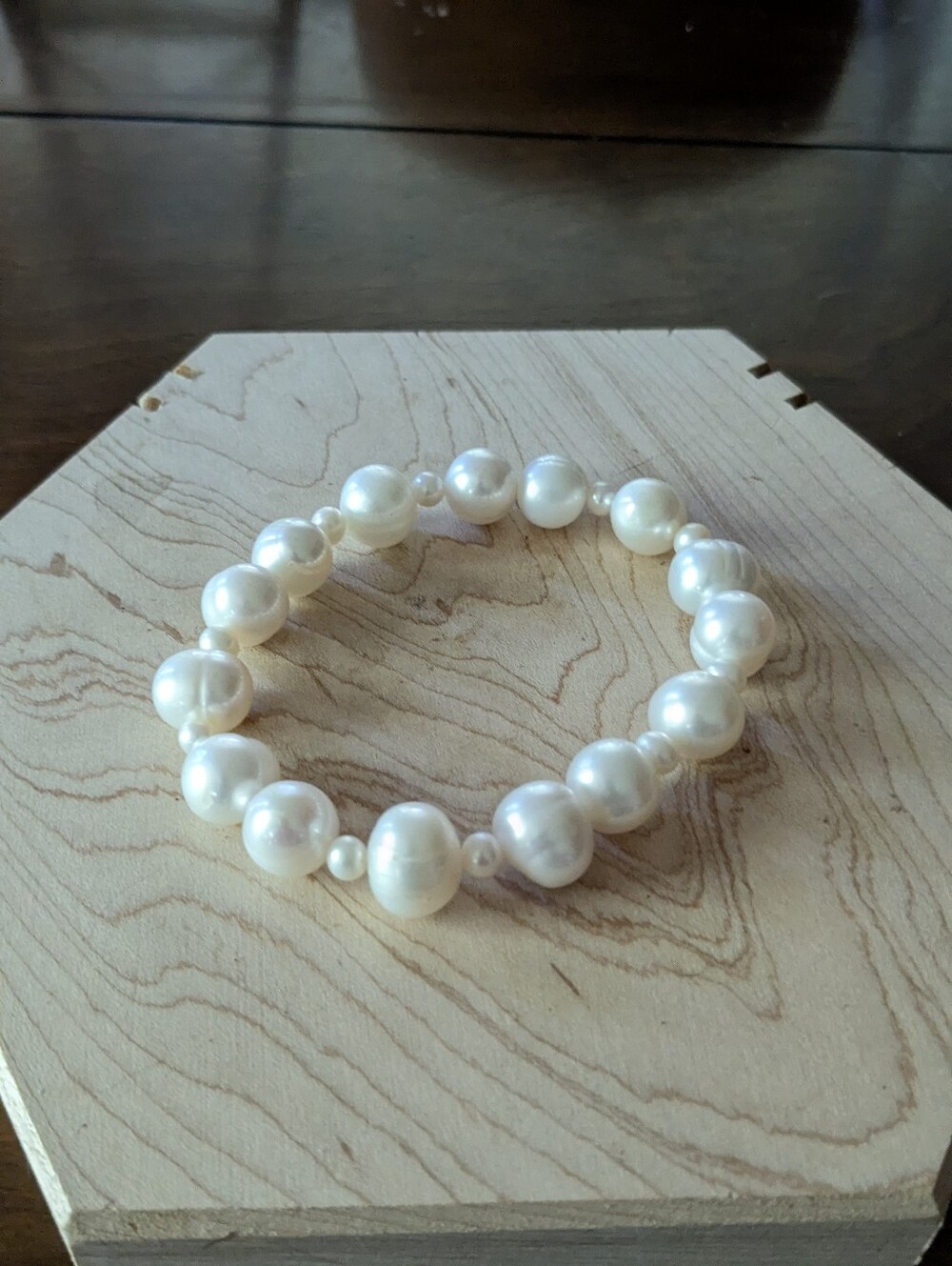 Handcrafted White Baroque Pearl Stretch Bracelet